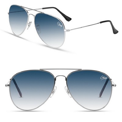 Metal Color-Mirrored Aviator Sunglasses with Custom Logo