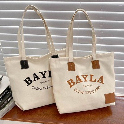 Canvas Bag Shoulder Tote Bag w/Zipper