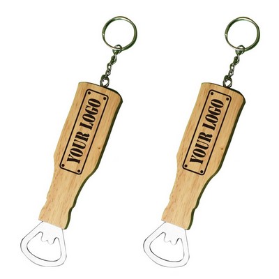 Wooden Bottle Opener Keychain