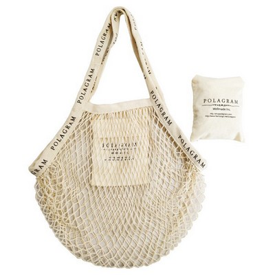 Cotton Market Mesh Tote Bag w/Pocket