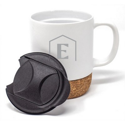 14 Oz. Corky Ceramic Mug w/Natural Cork Bottom & PP Lid