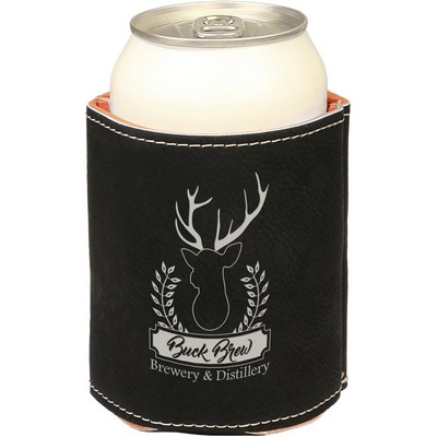 3 3/4" Black/Silver Leatherette Beverage Holder