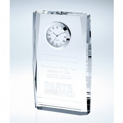 Beveled Plaque Crystal Clock, 7"H