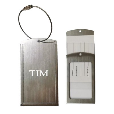 Aluminum Metal Travel ID Tag w/Name & Address