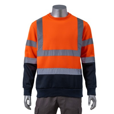 Hi Vis Class 3 Color Block Double Band Reflective Tape Safety Sweatshirt