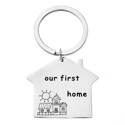 Stainless Steel Personalized House Keychain