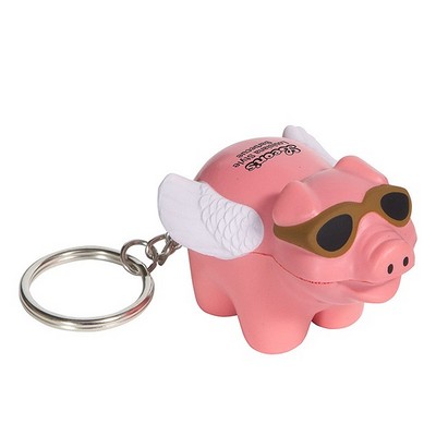 Flying Pig Design Stress Reliever Keychain