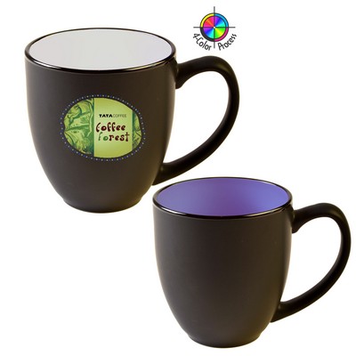 14 Oz. Vitrified Two-Tone Hilo Black/Lavender Bistro Mug - Full Color - Dishwasher Resistant