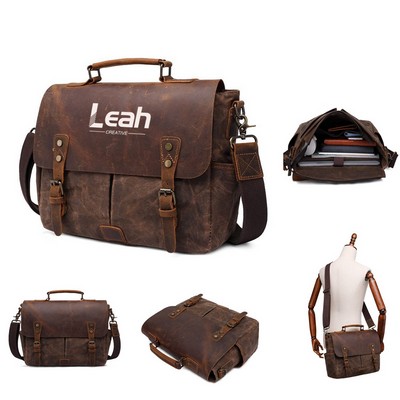 Simple retro crazy horse leather large capacity bag