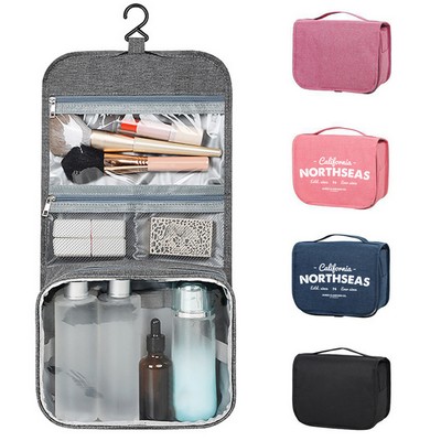 Solid Color Foldable Portable Hanging Toiletry Bag