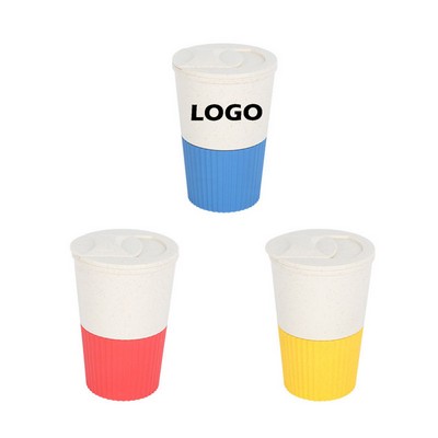 Wheat Straw Coffee Cup with Lid and Sleeve