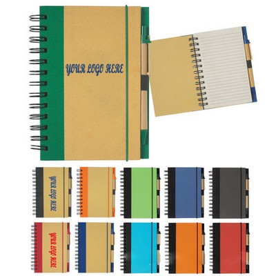 Full Color Eco-friendly Spiral Notebook And Pen With Cord