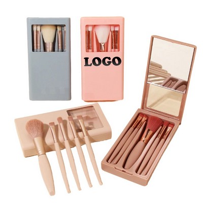 Travel Makeup Brush Set With Mirror