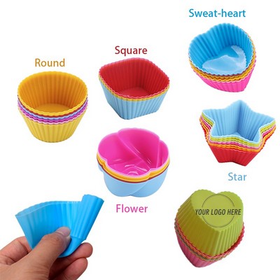 Colorful Reusable Silicone Non-stick Baking Cups, Cake Mould