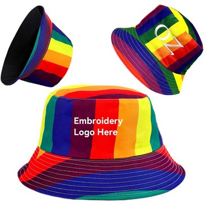 Embroidered Rainbow Bucket Hat