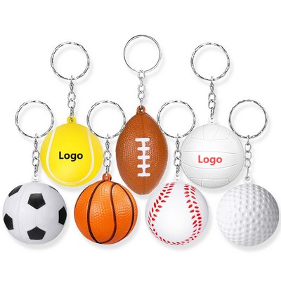 PU Foam Stress Relief Ball W/ Keychain