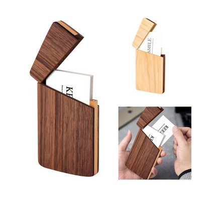 Wooden Business Card Holder with Magnetic Closure