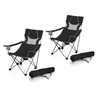 Oniva Campsite Camp Chair Black W/ Gray Accents - Set Of 2