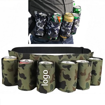 6-Pack Oxford Fabric Thickening Beer Belt Bottle Can Holder w/Adjustable Waist Strap