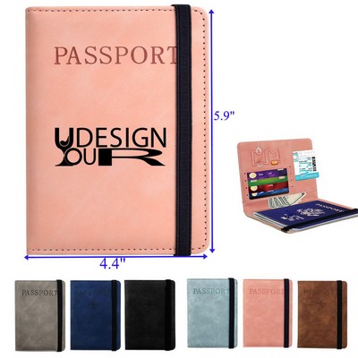 RFID Travel Passport Credit Card Boarding Pass Slot Holder PU Protective Case