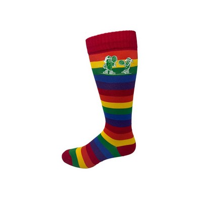 Flat Knit Rainbow Polyester Knee High Sock w/Full Color Print