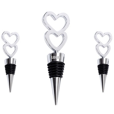 Double Hearts Shaped Wine Cork Bottle Stopper