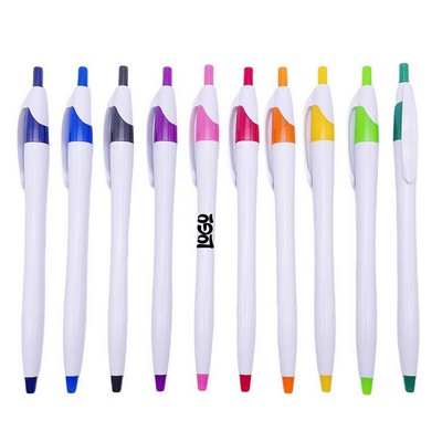 Push-action colored plastic ballpoint pens