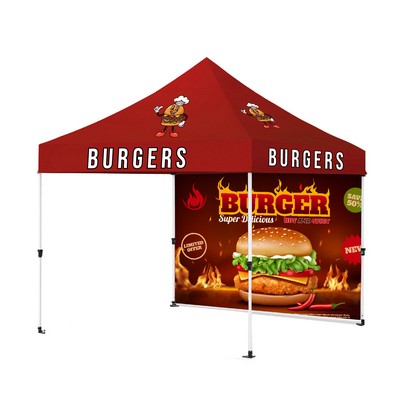 Heavy-Duty 10' x 10' Pop-Up Canopy Tent with Full Back Wall (Dye Sublimation)