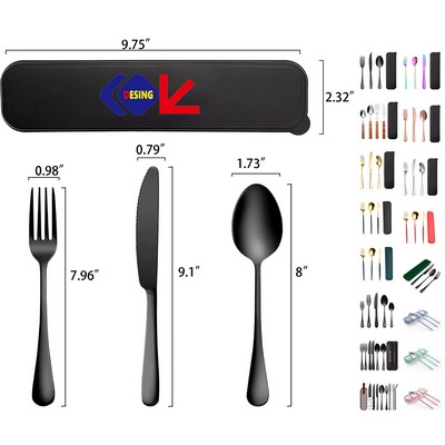 Portable Travel Utensils Set 18/8 Stainless Steel 3 PCS Cutlery Set Including Knife Fork and Spoon