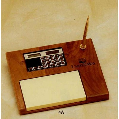 6-1/2"x7-1/2" Walnut Calculator, Pen, And 3"x5" Post-it Pad (4a)