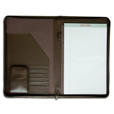 Deluxe Chocolate Brown Legal Size Zip Around Portfolio