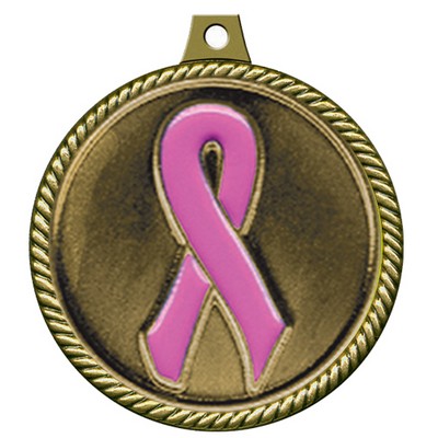 Stock Medal w/ Rope Border (Pink Ribbon) 2 1/4"