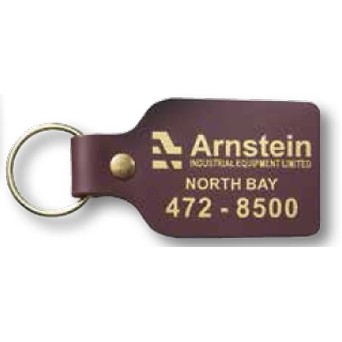 Large Rectangle Top Grain Leather Riveted Key Tag (1 3/4"x3")