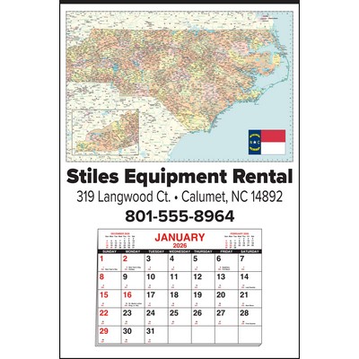 Small N. Carolina State Map Full Apron Calendar