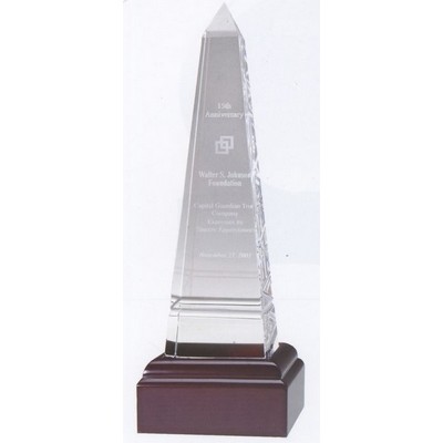 Medium Grooved Optical Crystal Obelisk Award