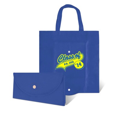 Foldable Non Woven Tote Bag w/ Snap Closure - 1 Color (14 3/4"x14 3/4")