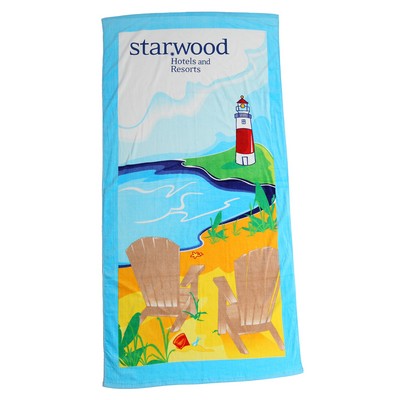 30" x 60", 11 lb., Velour Stock Design Cape Cod Beach Towel (Blank)