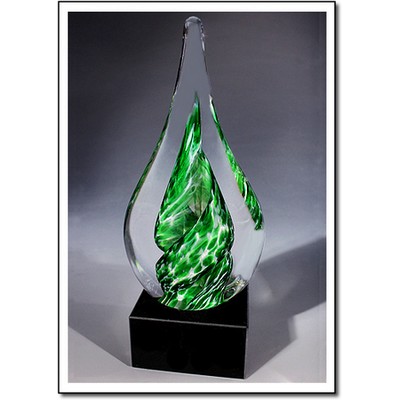 Jade Whirlpool Art Glass Sculpture w/o Marble Base (3"x6.5")