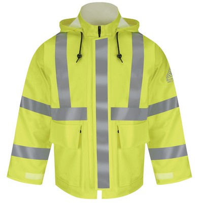 Bulwark Men's Hi-Visibility Flame-Resistant Rain Jackets w/ 2" Reflective Striping