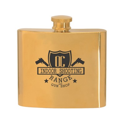 5 Oz. Stainless Steel Gold Plated Hip Flask