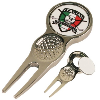 Golf Divot tool with Custom Ball Marker