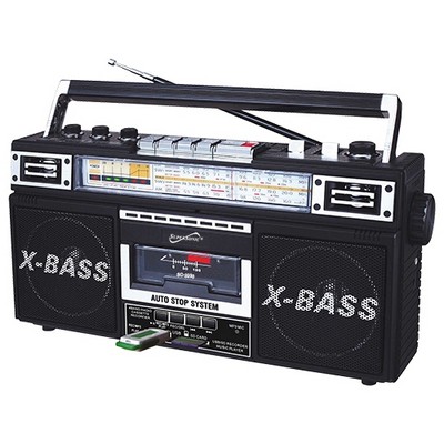 SuperSonic RetroAM/FM/SW Boombox & Cassette Player w/ USB/SD Slots