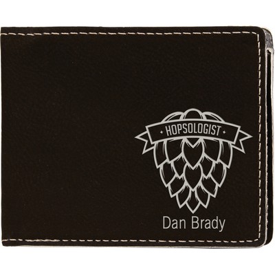 Leatherette Bi-fold Wallet - Black