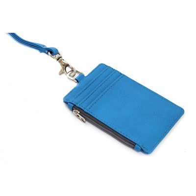 Ashlin® Designer Cerulean Blue Aulora Vegan Zippered Case w/Lanyard