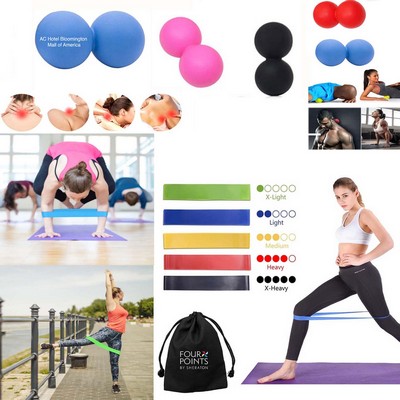 Kidder iBank® Double Massage Ball + Fitness Resistance Bands Set