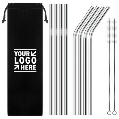 8 Pieces Stainless Steel Straws Sets