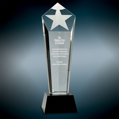 Large Crystal Frosted Star Column Award