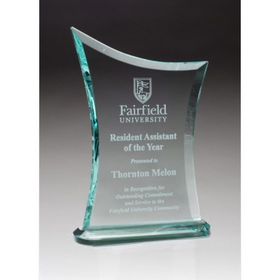 Contemporary Jade Glass Award with Oval-Shaped Base (6.75" x 9.75")