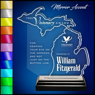 9" Michigan Clear Acrylic Award with Mirror Accent