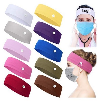 Cotton Headband with Buttons for Face Mask